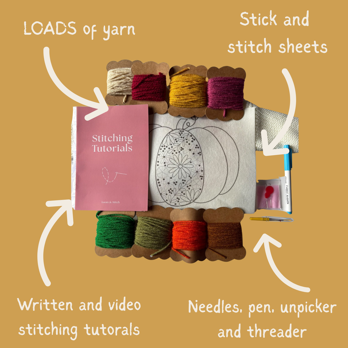 DIY Embroidery Kit - Floral Pumpkin