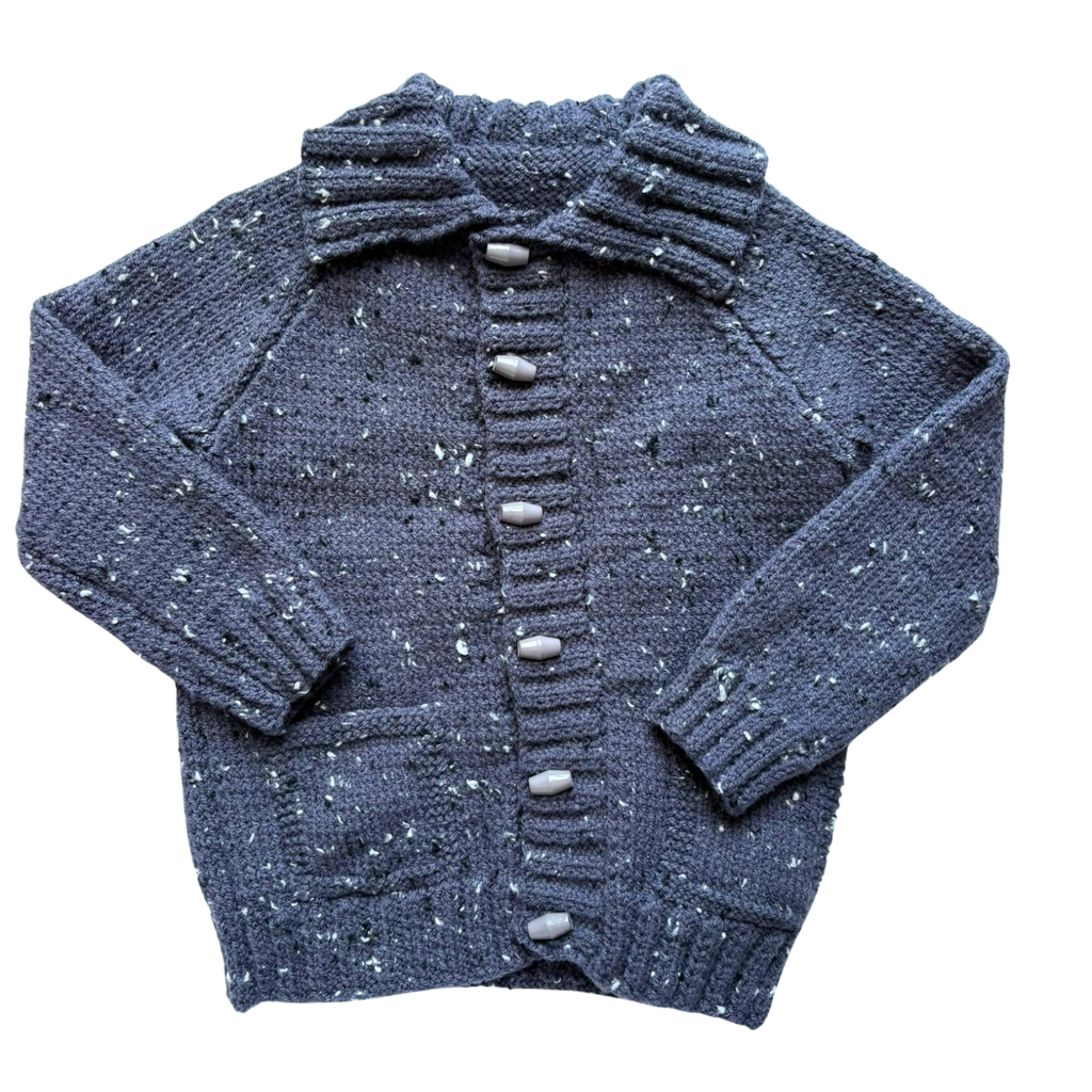 Grey with Flecks 2-3 Years Hand-Knit Cardigan