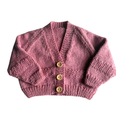 Rose Pink 6-9 Months Hand-Knit Cardigan