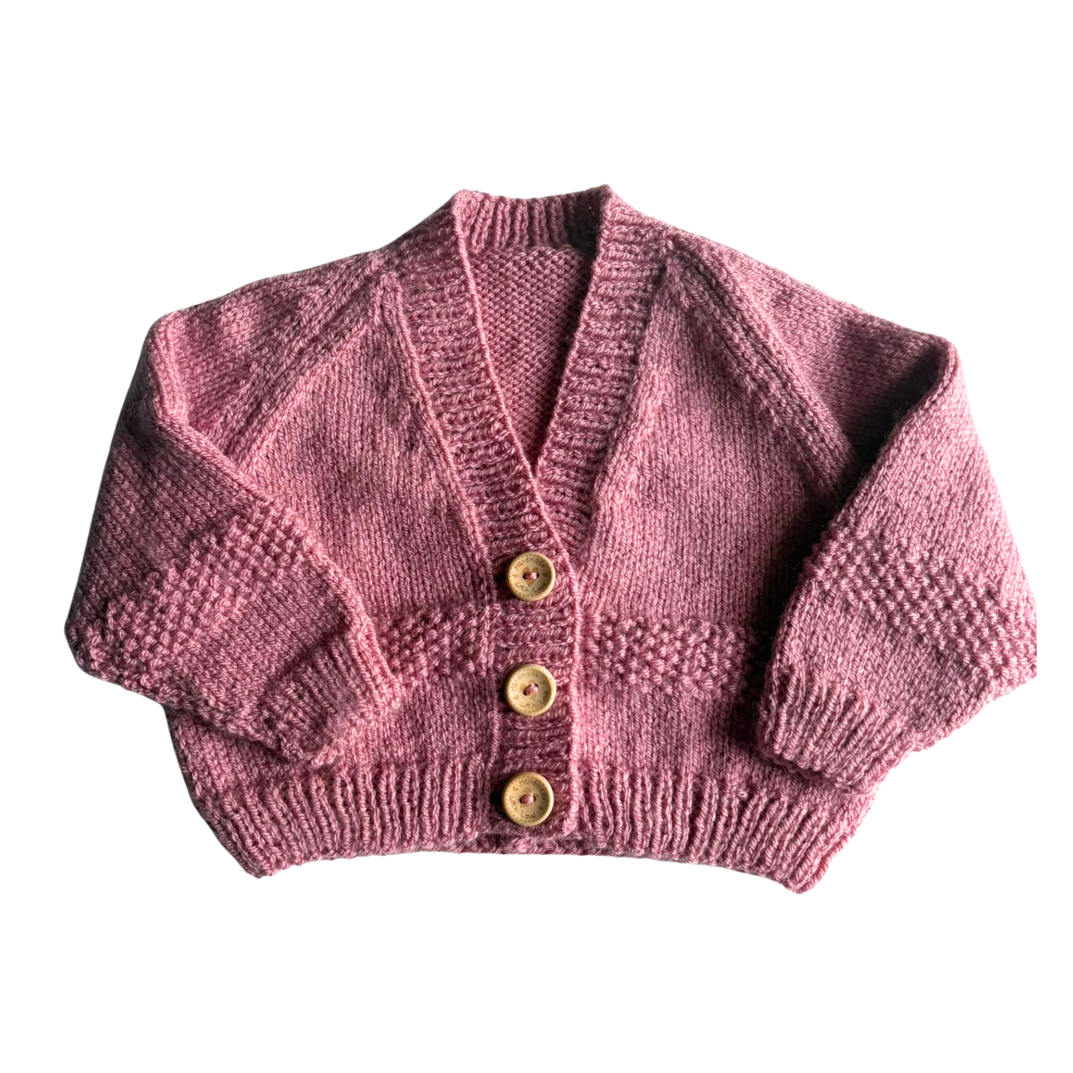 Rose Pink 6-9 Months Hand-Knit Cardigan