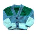 Green Stripe 0-3 Months Hand-Knit Cardigan