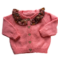 Pink Liberty Collar 3-6 Months Hand-Knit Cardigan