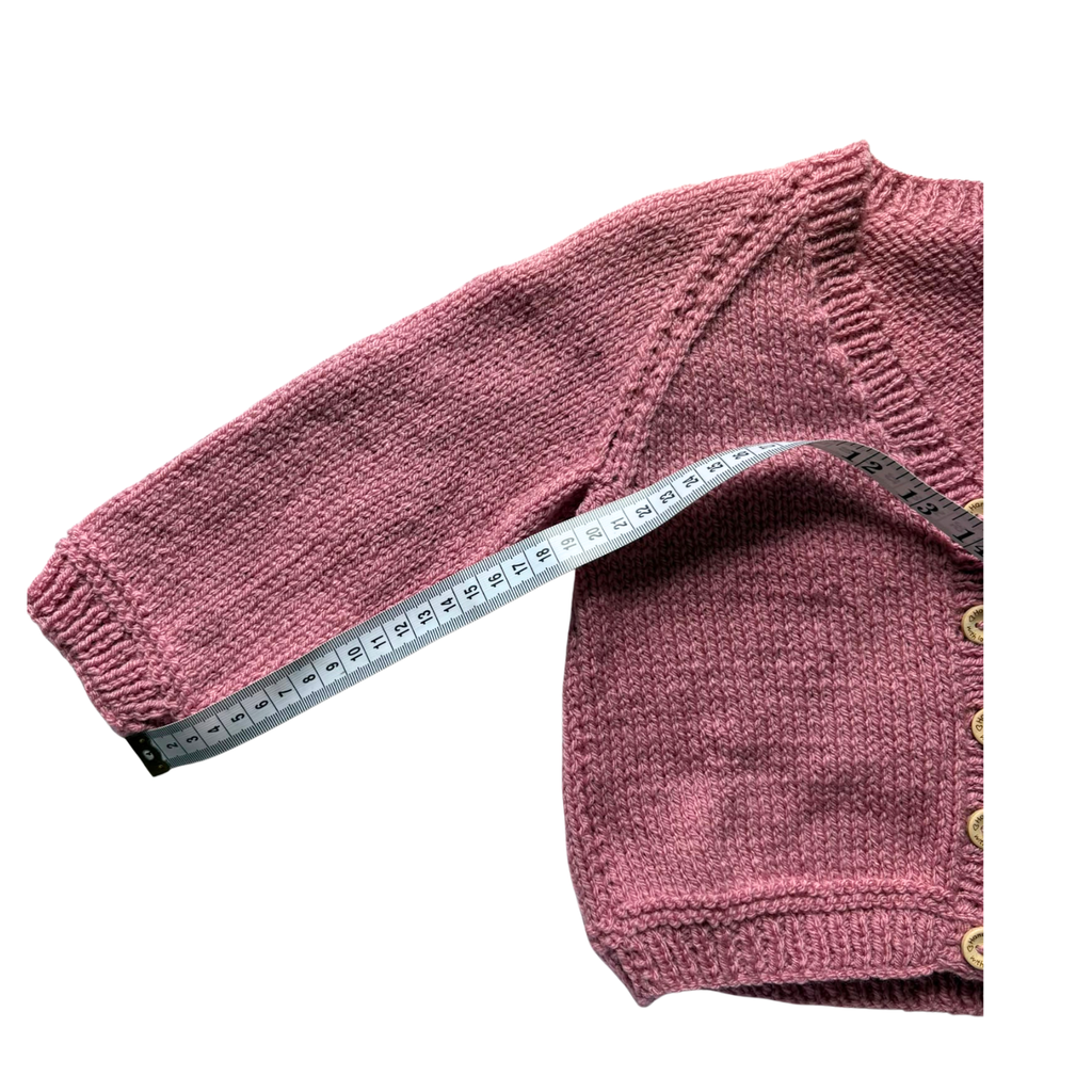Rose Pink 1-2 Years Hand-Knit Cardigan