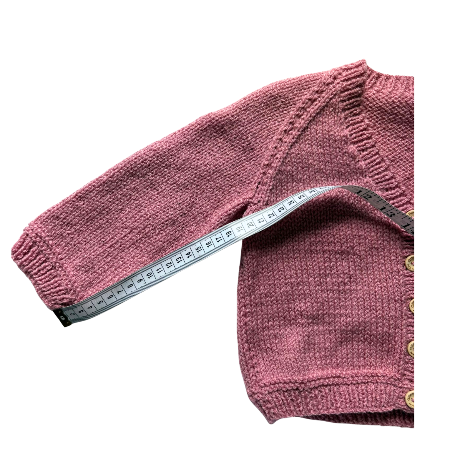 Rose Pink 1-2 Years Hand-Knit Cardigan