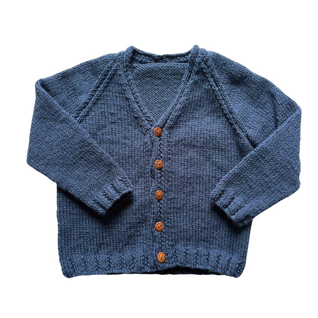 Navy 2-3 Years Hand-Knit Cardigan
