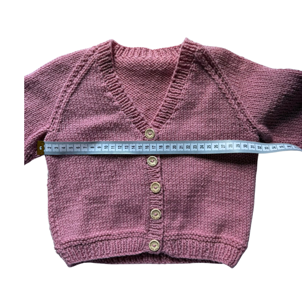Rose Pink 1-2 Years Hand-Knit Cardigan