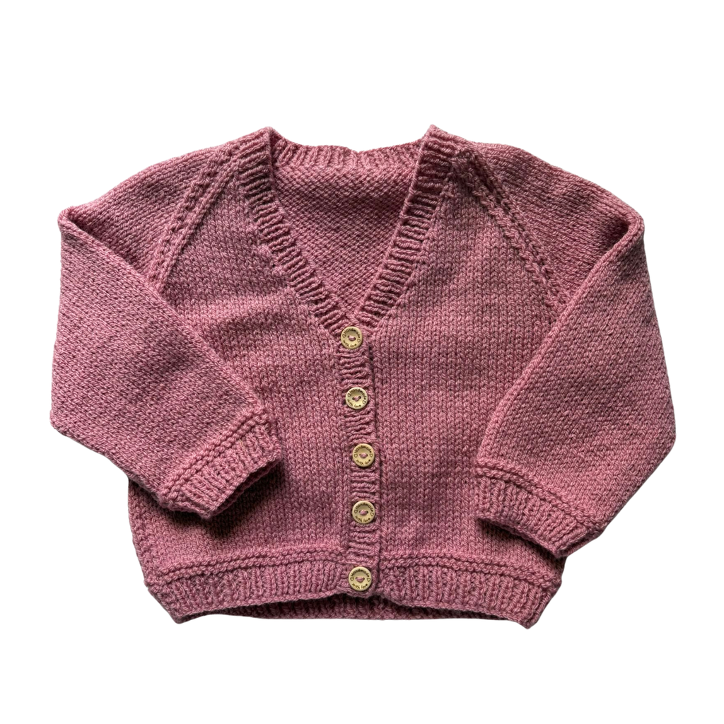 Rose Pink 1-2 Years Hand-Knit Cardigan