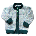 Green Flecked 9-12 Months Hand-Knit Cardigan