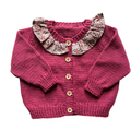 Raspberry Liberty Collar 9-12 Months Hand-Knit Cardigan