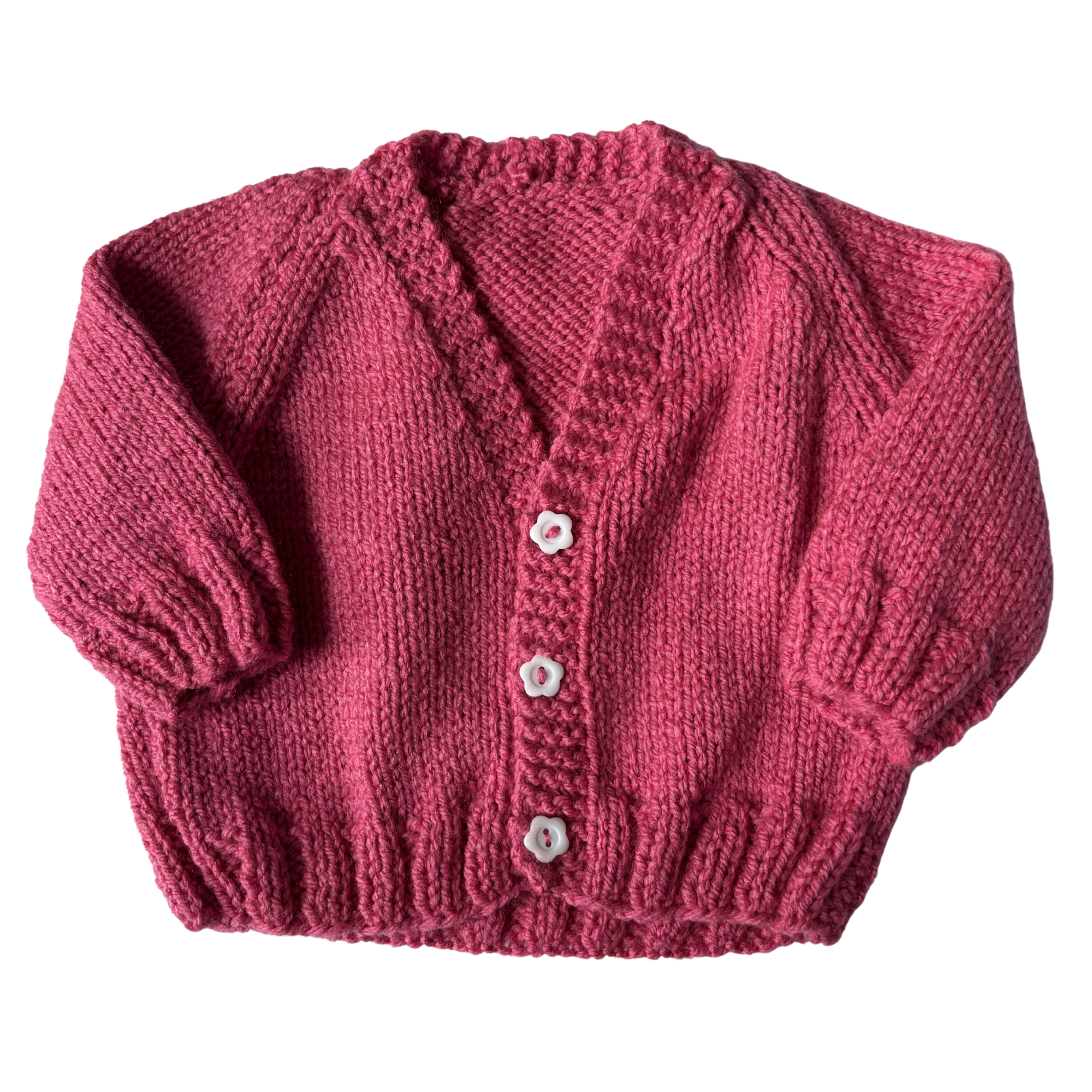 Rose Pink 0-3 Months Hand-Knit Cardigan