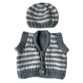 White & Grey 0-3 Months Hand-Knit Waistcoat