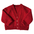 Red 3-6 Months Hand-Knit Cardigan