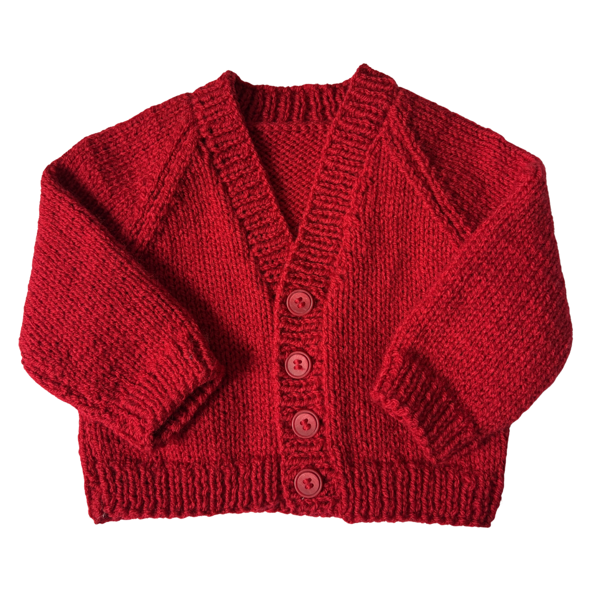 Red 3-6 Months Hand-Knit Cardigan