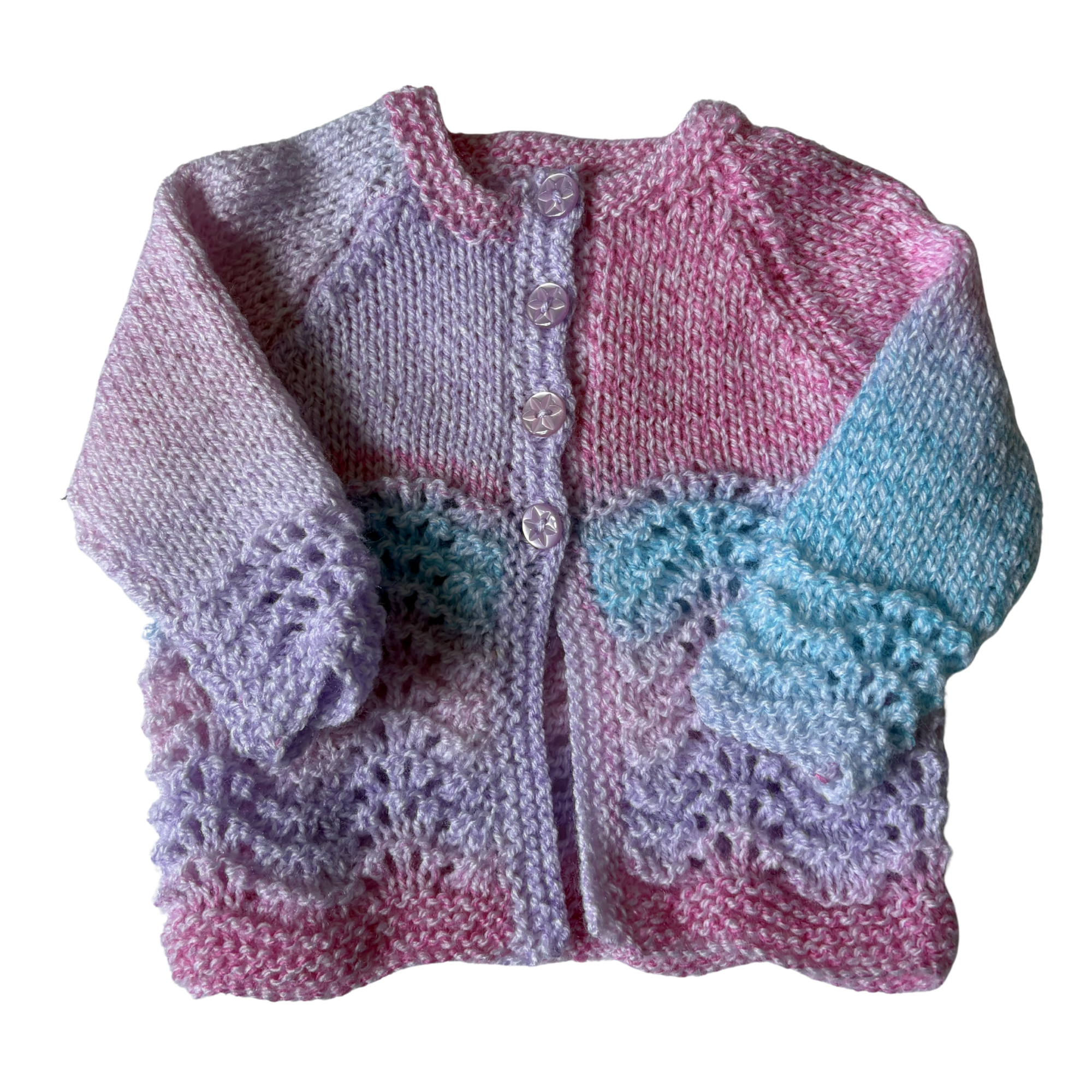 Mixed Colour 3-6 Months Hand-Knit Cardigan