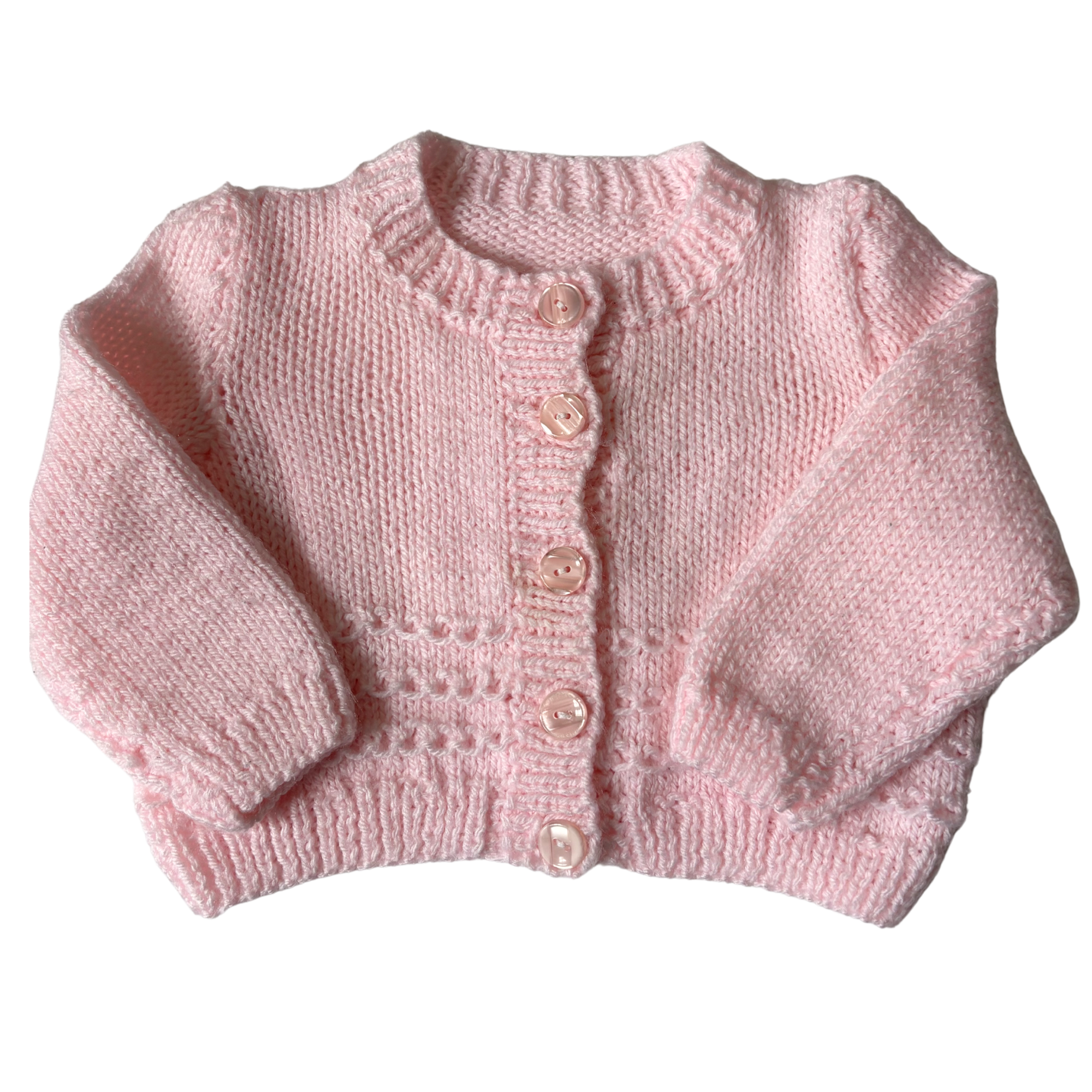 Baby Pink 3-6 Months Hand-Knit Cardigan