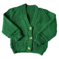 Forest Green 3-6 Months Hand-Knit Cardigan