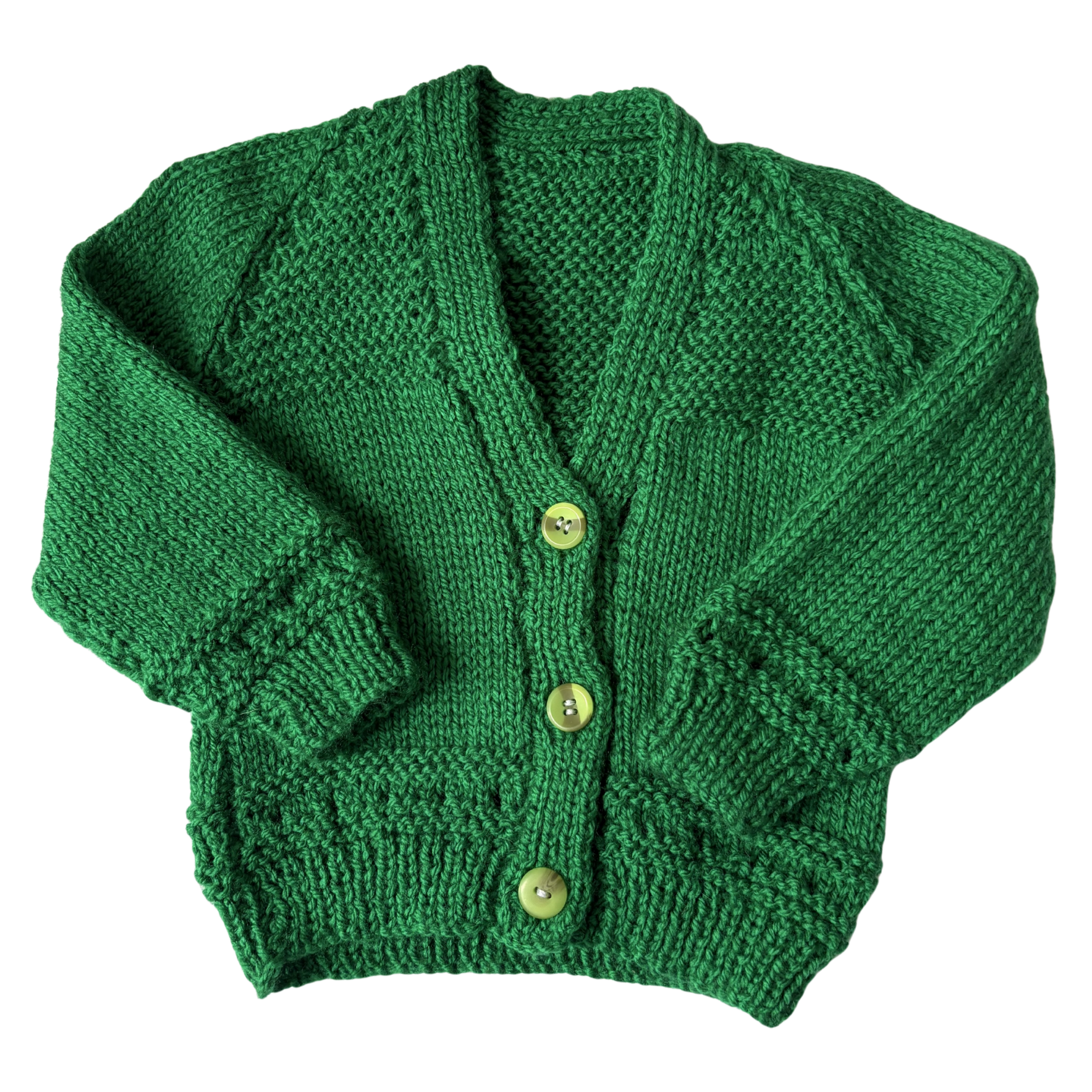 Forest Green 3-6 Months Hand-Knit Cardigan