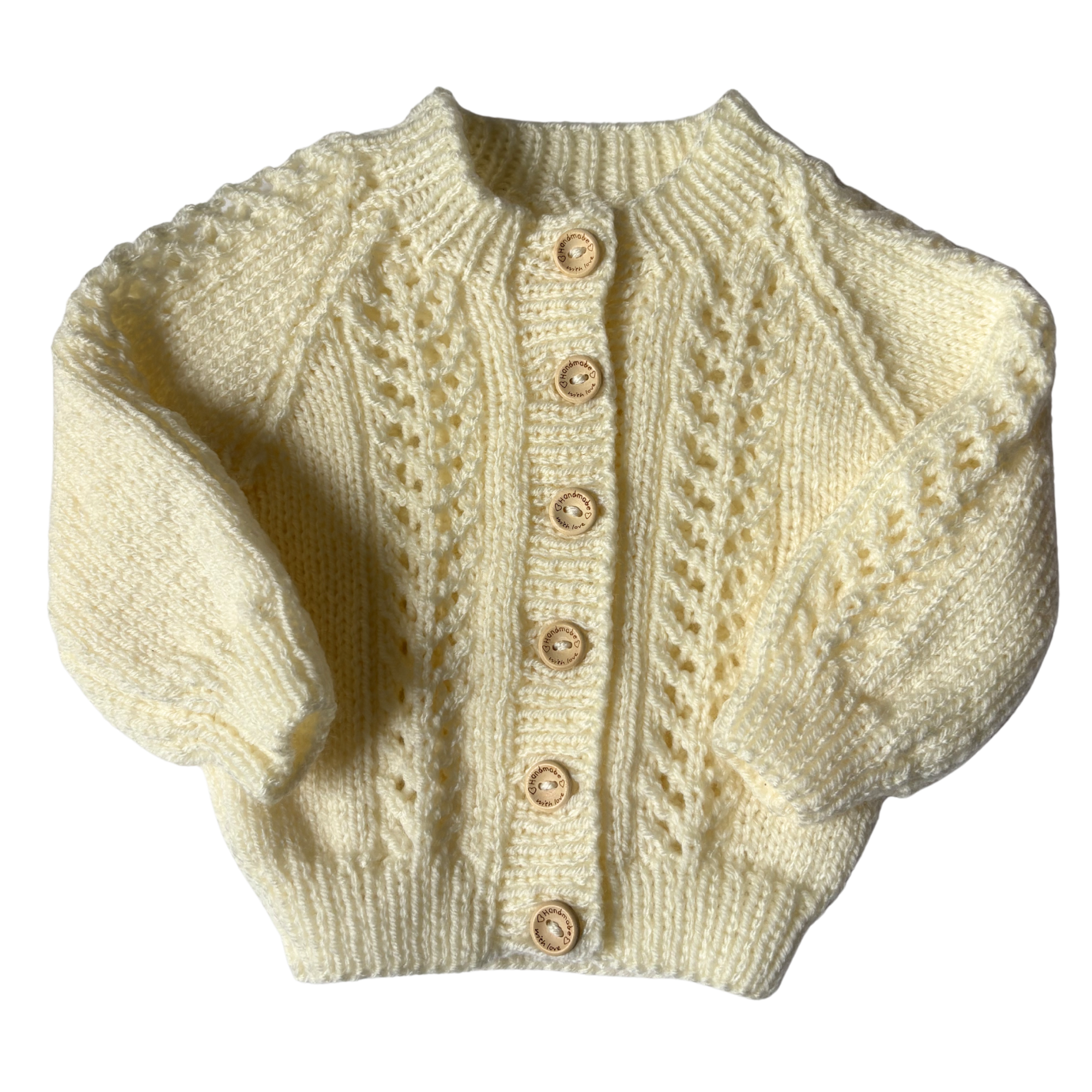 Cream 3-6 Months Hand-Knit Cardigan