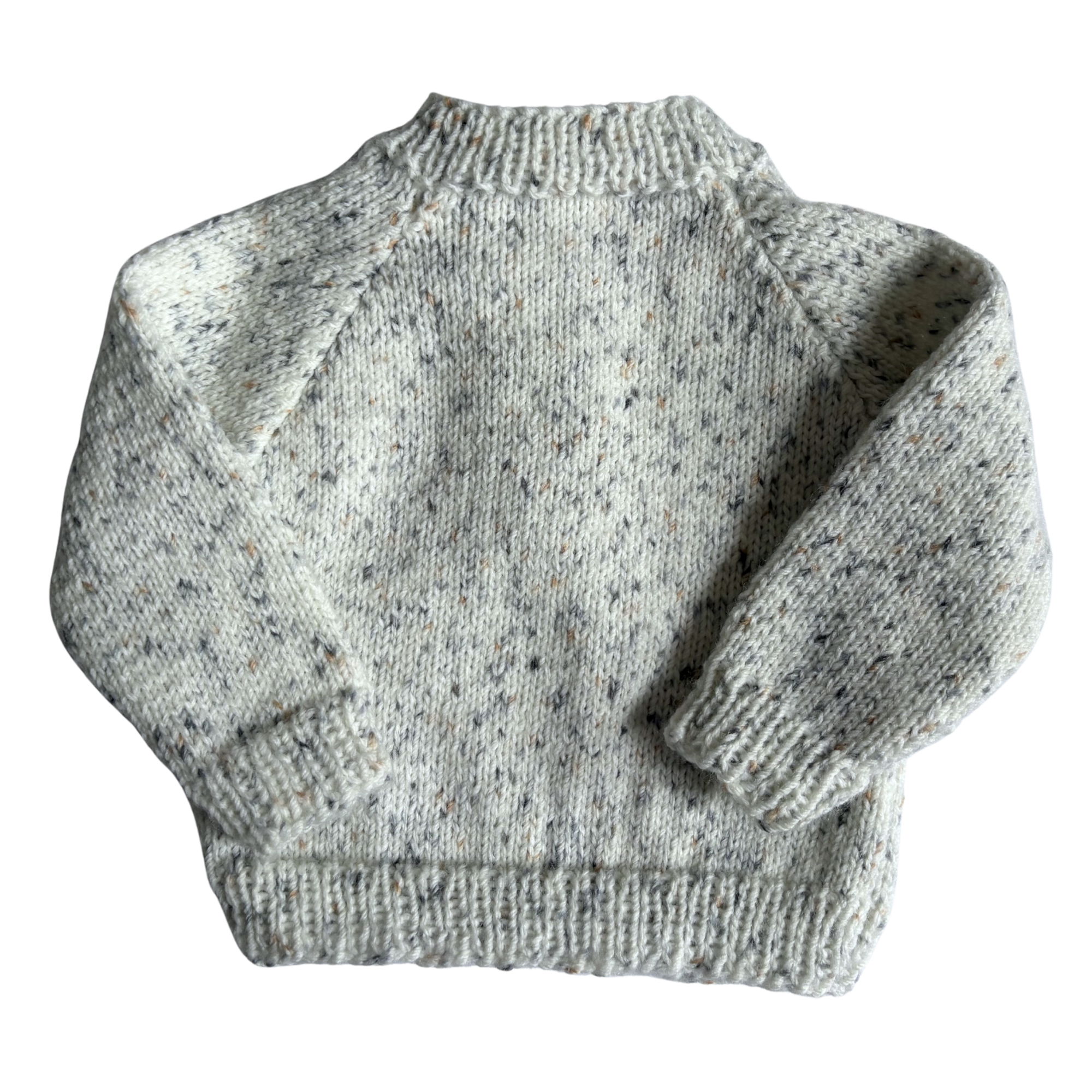 Oatmeal with grey fleck 0-3 month hand-knit jumper