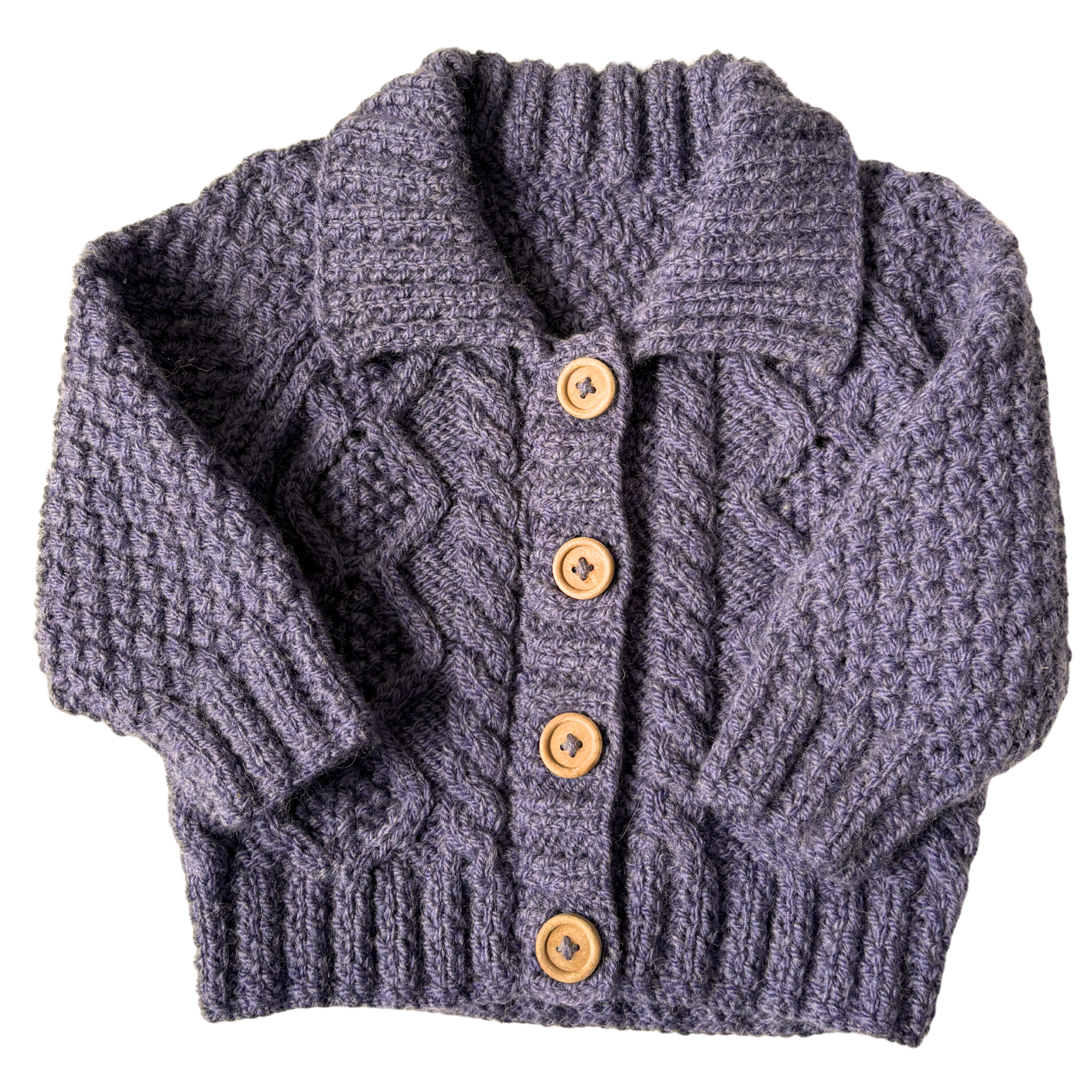 Purple 6-9 Months Hand-Knit Cardigan