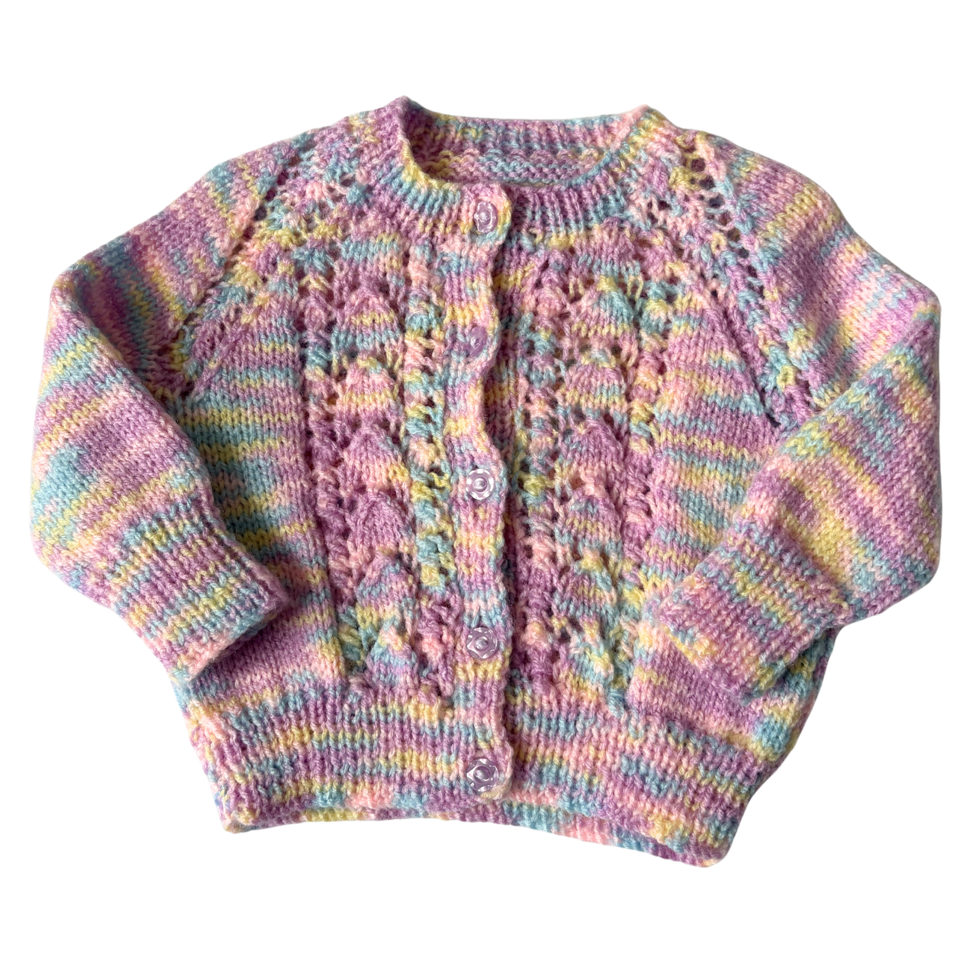 Rainbow 6-9 Months Hand-Knit Cardigan