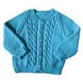 Aqua Blue 6-9 Months Hand-Knit Cardigan