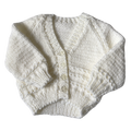 White 6-9 Months Hand-Knit Cardigan