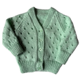 Mint Green 0-3 Months Hand-Knit Cardigan