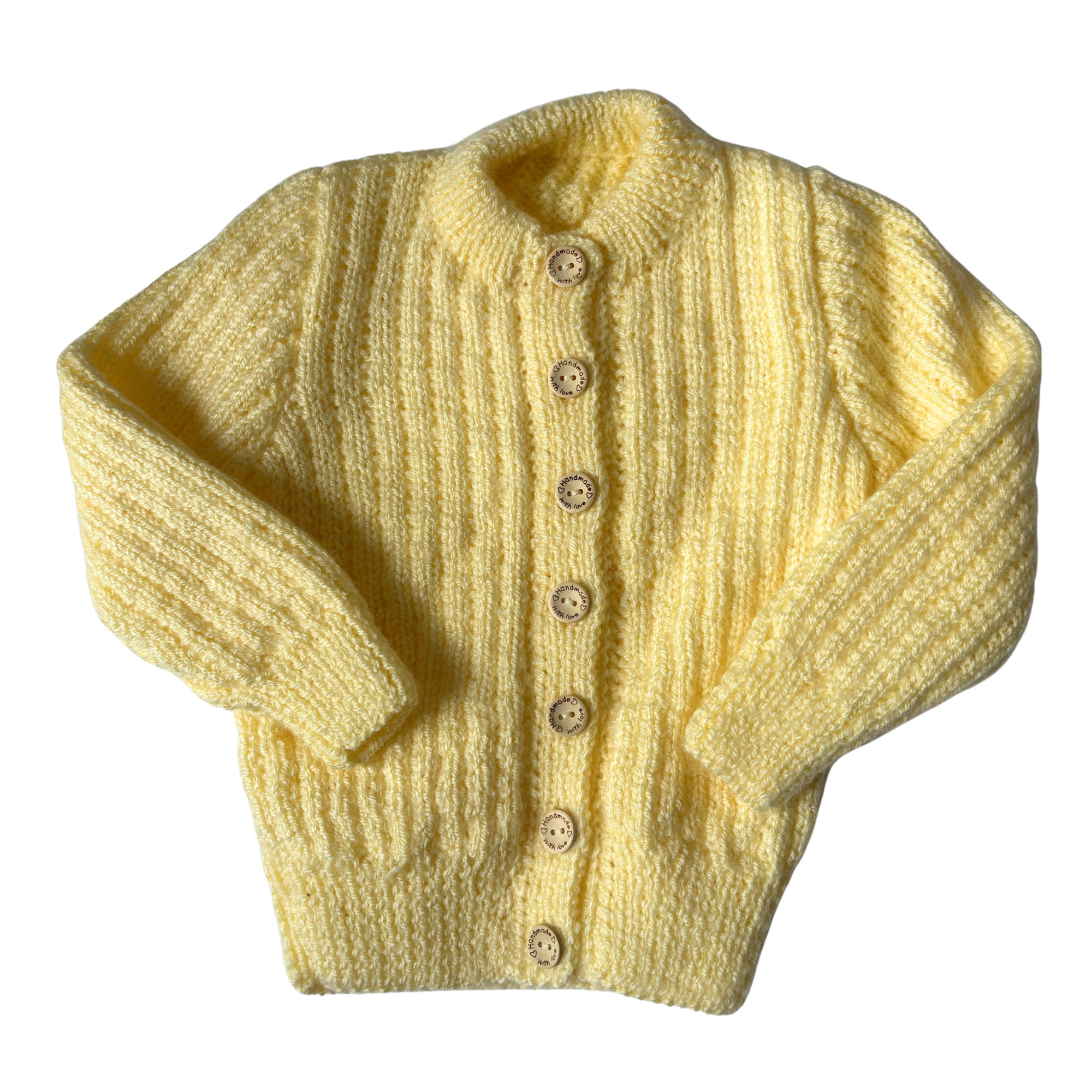 Yellow 9-12 Months Hand-Knit Cardigan
