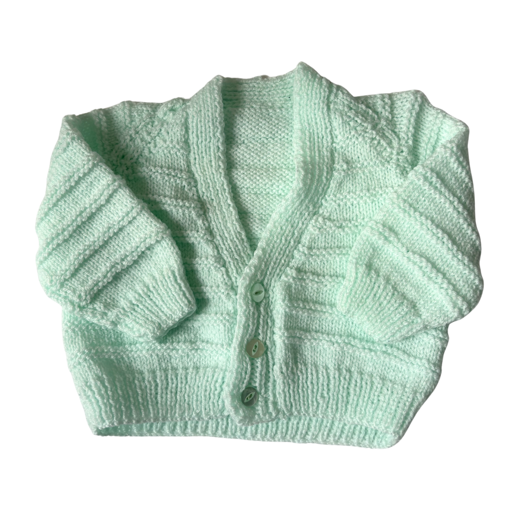 Mint Green 9-12 Months Hand-Knit Cardigan