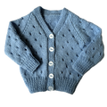 Navy Blue 0-3 Months Hand-Knit Cardigan