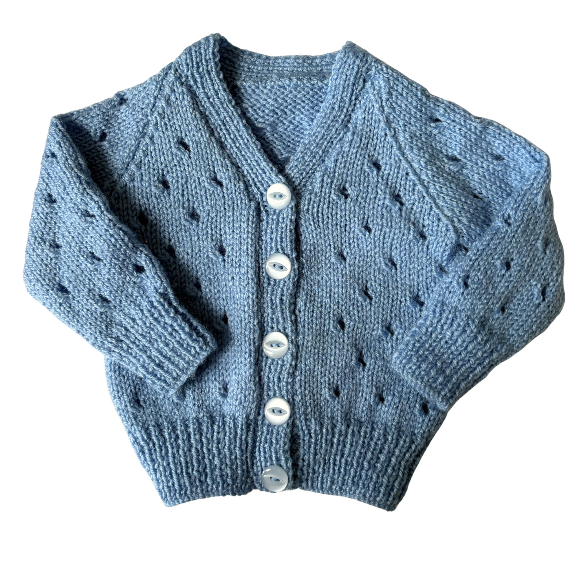 Navy Blue 0-3 Months Hand-Knit Cardigan