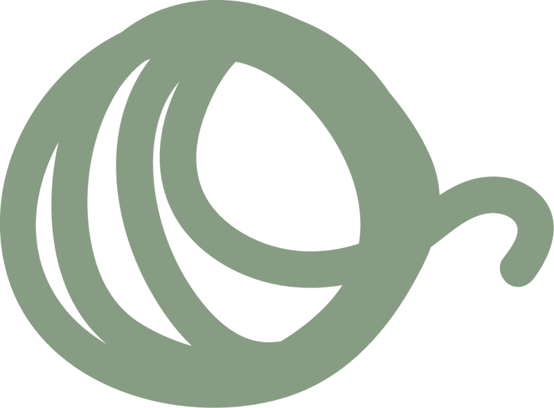 Decorative sketch of a green ball of wool