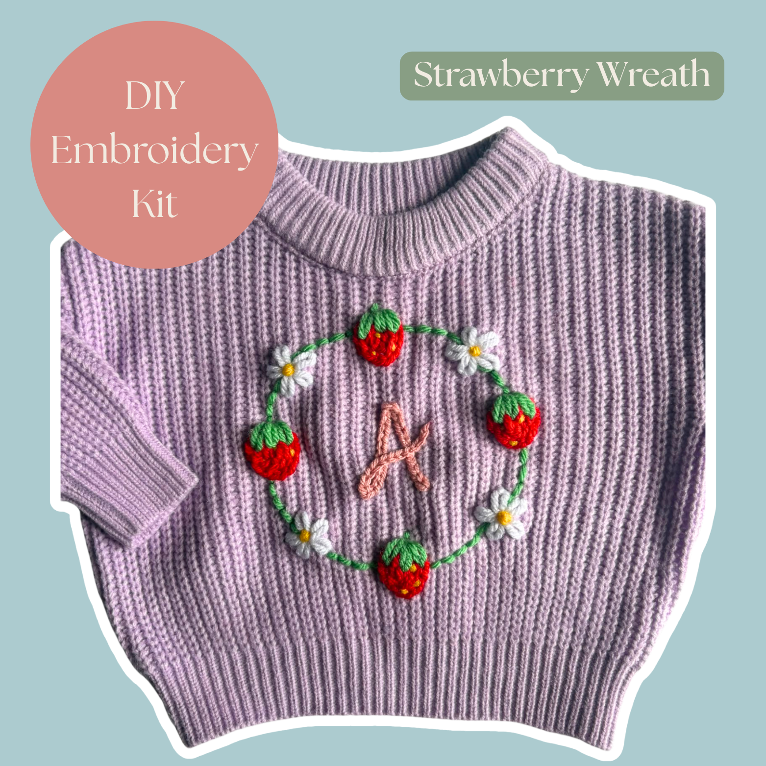 DIY Embroidery Kit - Strawberry and Daisy Wreath